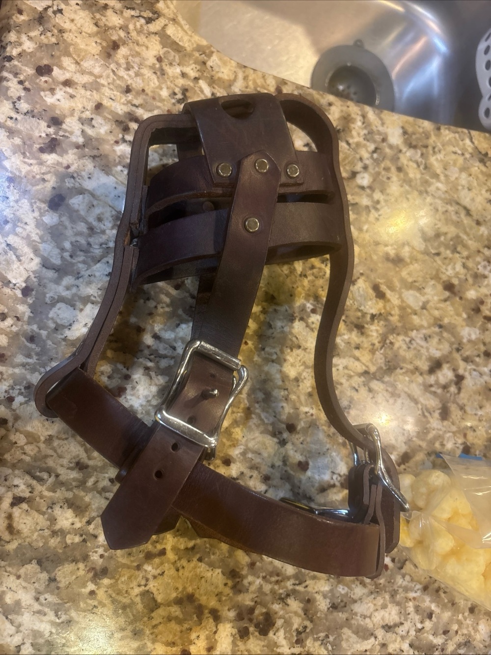 Vintage Heavy Duty Leather Basket Dog Muzzle Large Working K9 Adjustable Unbrand